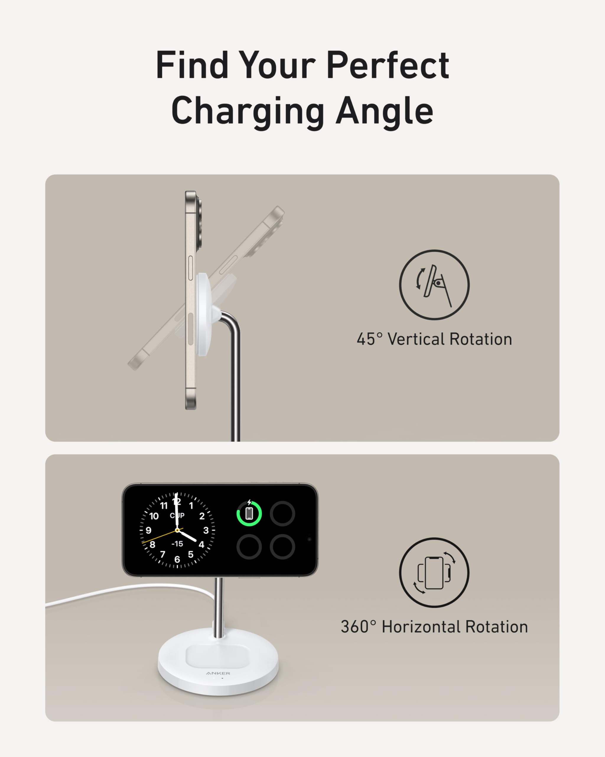 Refurbished Anker MagGo Wireless Charger (2-in-1, Stand) - Image 5
