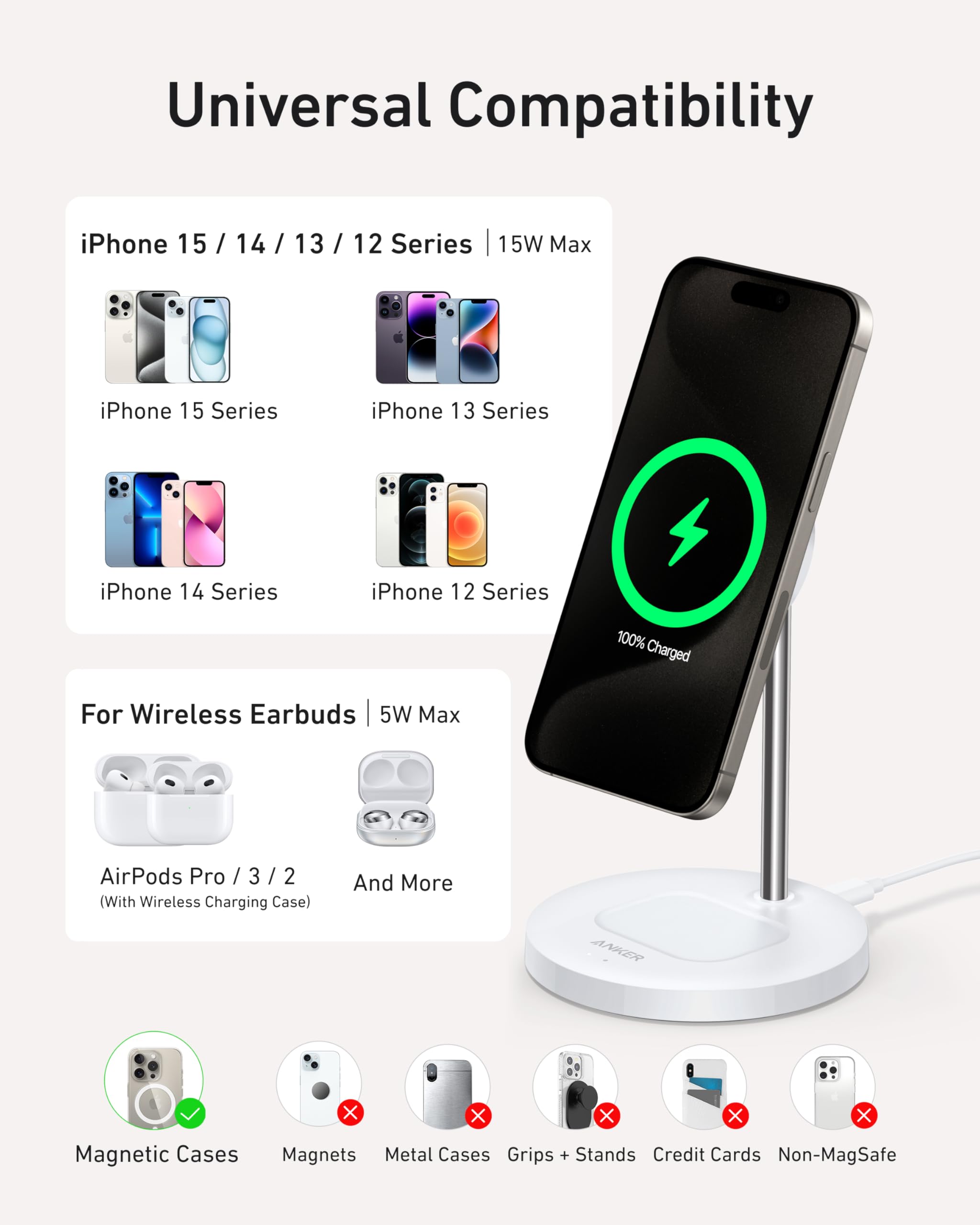 Refurbished Anker MagGo Wireless Charger (2-in-1, Stand) - Image 6