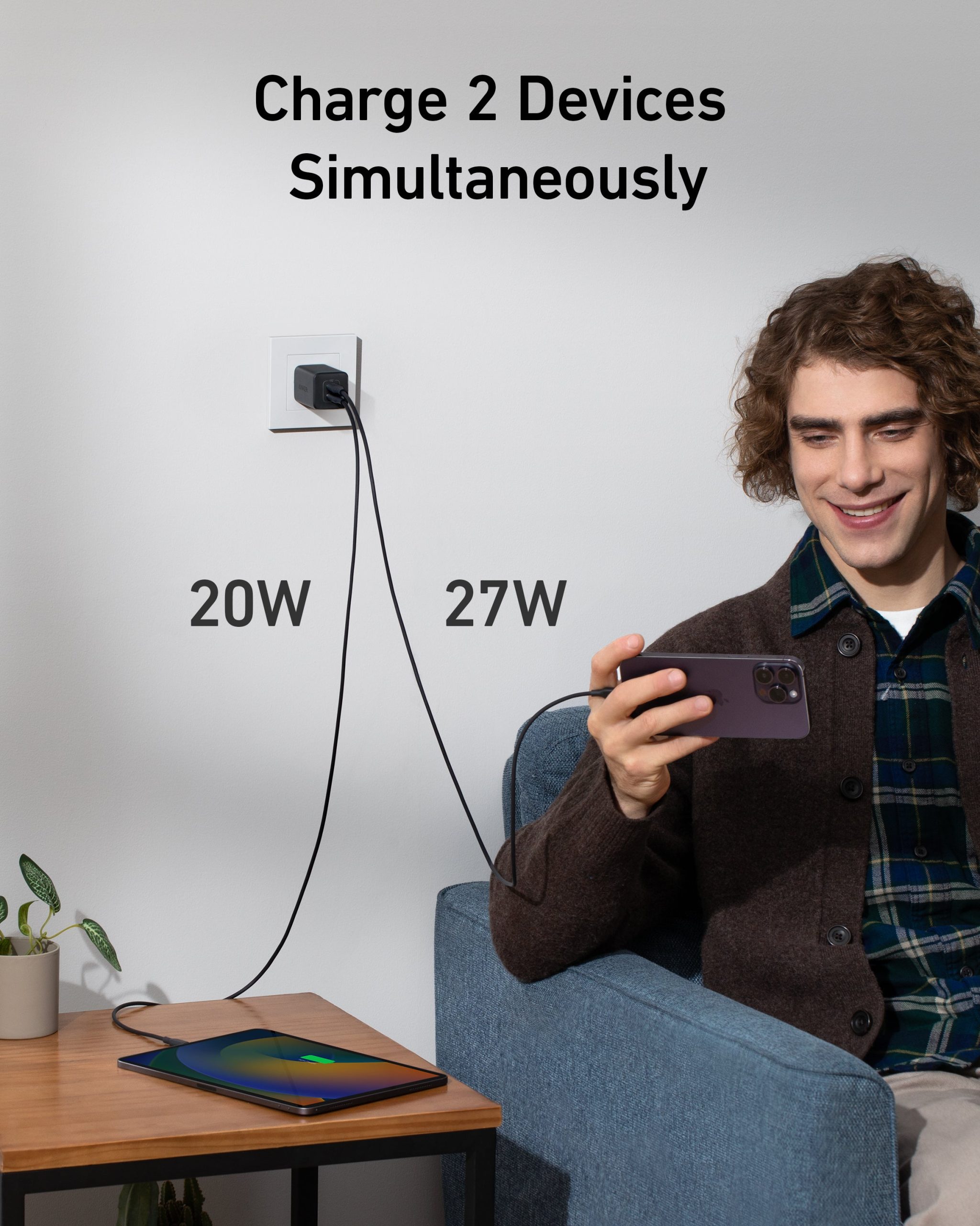Anker 523 Charger (Nano 3, 47W) and New Nylon USB-C to USB-C 100W Cable (10 ft) - Image 2