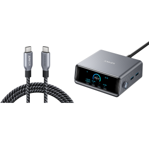 Bundle kit: Anker Prime Charger (250W, 6 Ports, GaNPrime) with USB-C to USB-C Cable (240W)