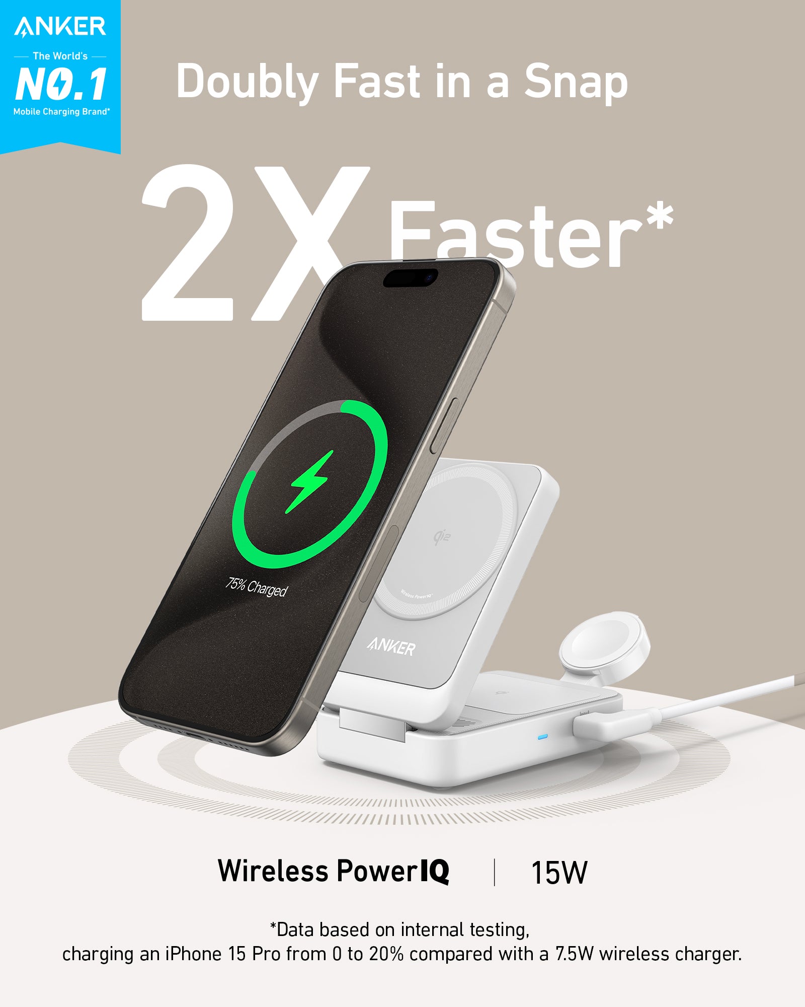 Anker MagGo Wireless Charging Station (Foldable 3-in-1) - Image 2