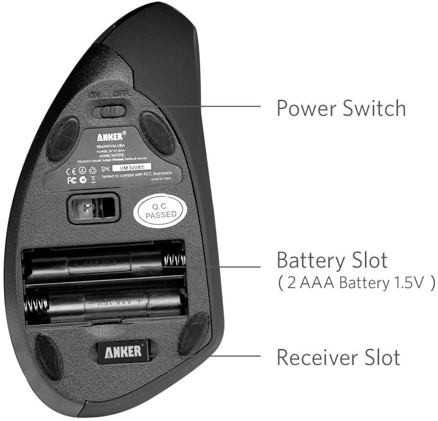 Refurbished Anker 2.4G Wireless Vertical Ergonomic Optical Mouse - Image 4